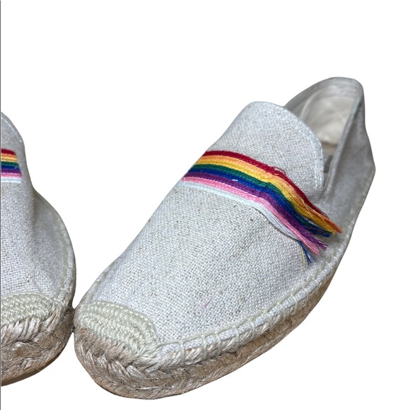 Soludos Espadrilles Shoes Embroidered Canvas Rainbow Tan Neutral Flats Womens 11 - Picture 14 of 16